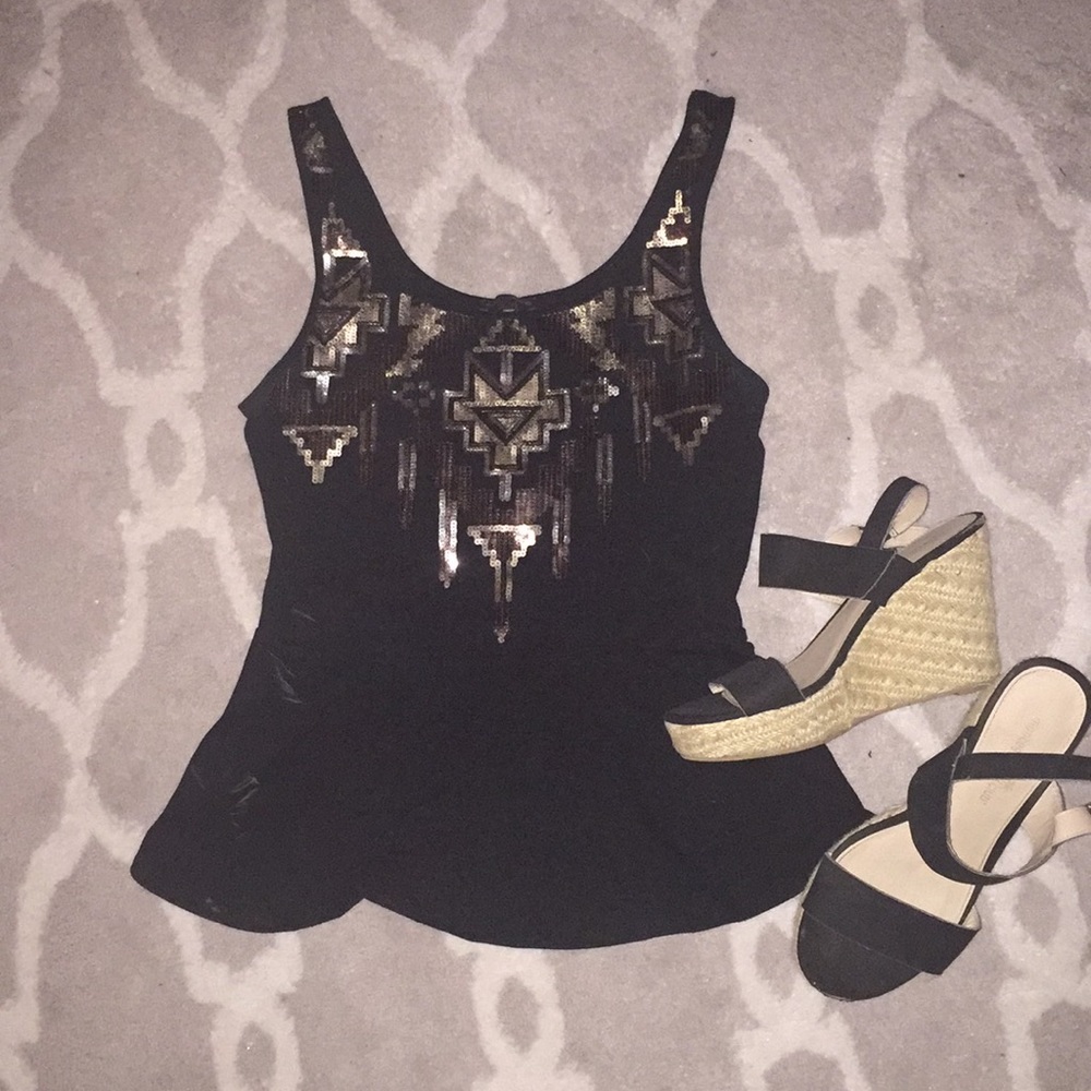 Express silver sequin peplum top!